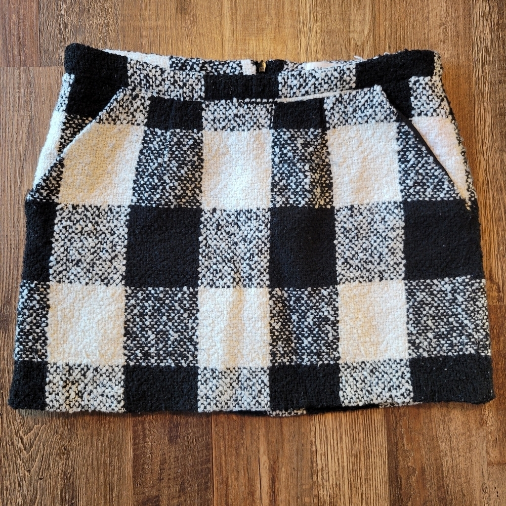 Forever 21 Black White Plaid Tweed Mini Skirt